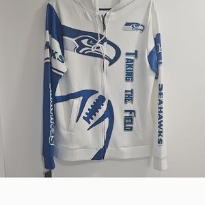 Seattle Seahawks White and Blue Hoodie